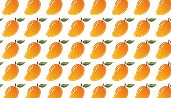 Pattern with mango fruit on white background. illustration. vector