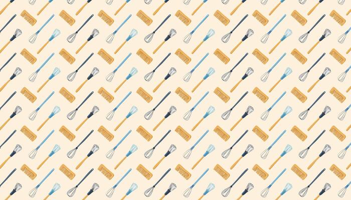 Pattern with kitchen tool wisk. illustration.