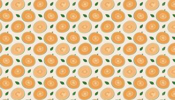 Seamless pattern with musk melon slices and leaves. illustration. vector