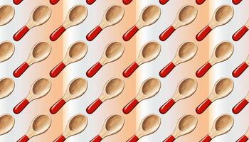 Pattern with wooden spoons on a light background. vector