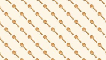 Pattern with wooden spoons on beige background. vector