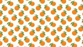 Seamless pattern with tangerines on white background. illustration. vector