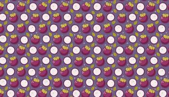 Seamless pattern with mangosteen. Exotic fruit background. vector