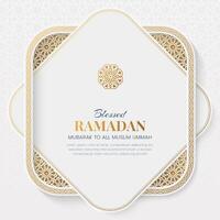 Ramadan Kareem ornamental greeting card with Arabic pattern and decorative intricated frame vector