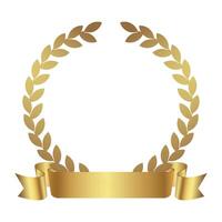 Laurel wreath with gold ribbon on white background. Golden laurel wreath with ribbon. laurel wreath. vector