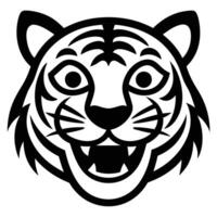 Smiling Tiger Face Silhouette for Nature Art vector