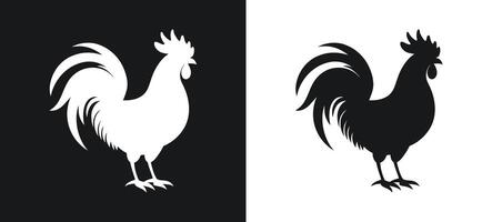 Creative Chicken Silhouette Icon Set Design vector