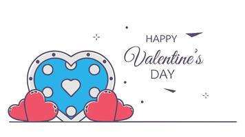Valentine's Day greeting card, elegant white cursive typography, red background vector