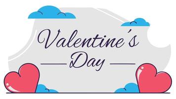 Valentine's Day greeting card, cursive typography, red background vector