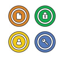 key, lock, file, account, document set button icon. vector