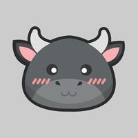buffalo head with outline flat design. vector