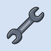 single wrench with outline flat design. vector