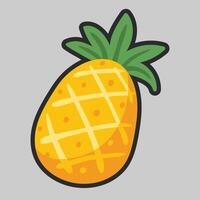 pineapple fruit with outline flat design. vector