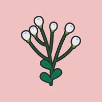 dandelion flower with outline flat design. vector