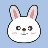 rabbit head with outline flat design. vector