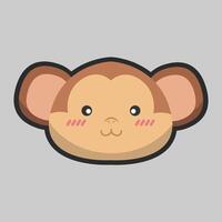 monkey head with outline flat design. vector