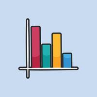 chart bar with outline in flat design. vector