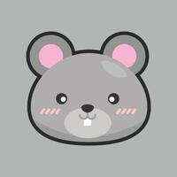 mouse head with outline flat design. vector