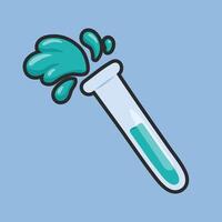 spilled lab bottle with outline flat design. vector