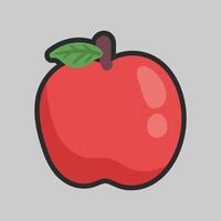 red apple with outline flat design. vector