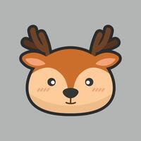 antler head with outline flat design. vector