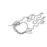 a drawing of a heart with a flame coming out of it vector