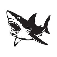 Powerful Shark Silhouette in Aggressive Pose vector