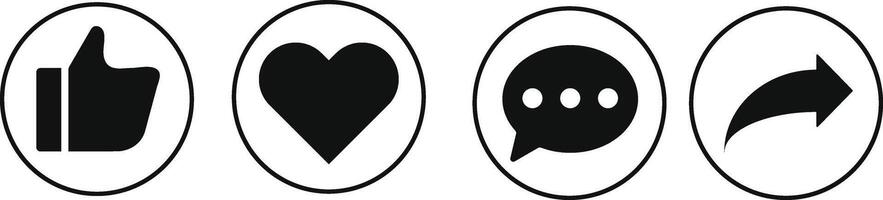 Like, comment, share, icon set. Social media icon set like comment share. Like or thumb up icon vector