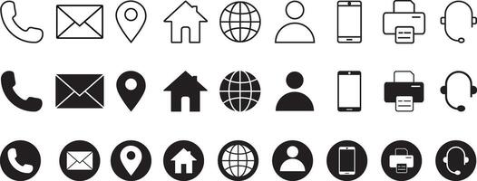 Contact icon set. Business card icon set. Line style symbol vector