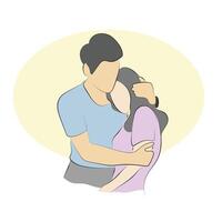 couple lover embracing each other illustration hand drawn sketch isolated on white background vector