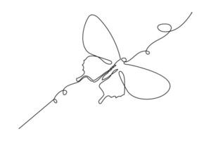 Continuous one line art drawing of butterfly design minimalism outline art Design vector