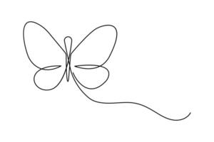 Butterfly in One continuous line drawing of outline art design vector