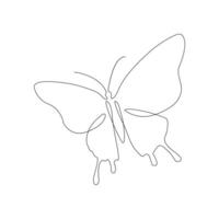 Butterfly continuous one line drawing with color shape design vector