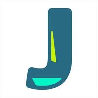 A stylized letter J in a modern, abstract font. The letter is primarily teal with a lime green accent and a light blue base. Ideal for contemporary design projects vector