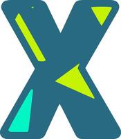 A stylized letter X in teal with bright green and cyan accents. The bold design and vibrant colors make it visually striking and suitable for modern graphic projects vector
