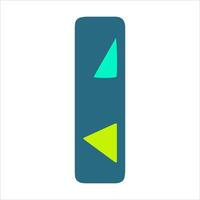 A stylized letter I with a blue background and various geometric shapes in green and cyan. Ideal for modern design and typography projects vector