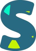 A stylized letter S in dark teal with bright green and light blue geometric shapes. Perfect for modern design projects, logos, and typography vector