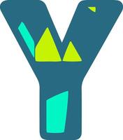 Colorful letter Y with geometric shapes, perfect for creative designs, educational materials, and playful typography projects. Ideal for vibrant and modern visual content vector