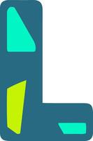This image features a stylized letter L with a modern design. The letter is filled with three geometric shapes in bright colors, making it visually appealing and unique vector