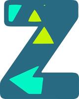 A bold, stylized letter Z in dark teal with bright green and cyan geometric shapes inside. Perfect for modern design projects and typography enthusiasts vector