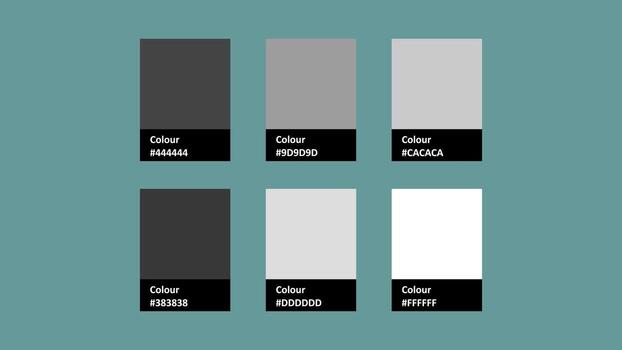 paleta presentando seis sombras de gris, rango desde oscuro a luz, desplegado en un cuadrícula formato. ideal para diseño proyectos requiriendo neutral tonos vector