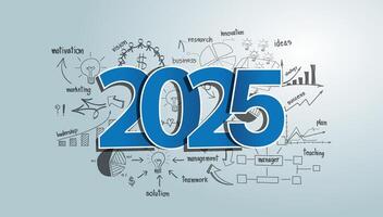 2023 business success ideas concept with creative thinking drawing charts and graphs strategy plan, illustration modern template layout vector