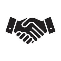 Simple black line art of a handshake in a circle, symbolizing agreement and partnership. vector