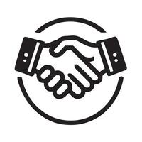 This clean vecto graphic depicts two hands shaking, representing a business deal or agreement. vector