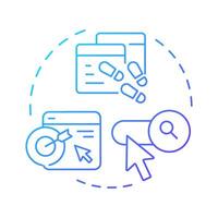 Analyze website visitors blue gradient concept icon. Behavior and demographics of online customers. Round shape line illustration. Abstract idea. Graphic design. Easy to use in presentation vector