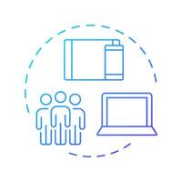 Cross platform audience blue gradient concept icon. Tracks customers behavior across multiple media channels. Round shape line illustration. Abstract idea. Graphic design. Easy to use in presentation vector
