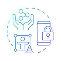 Walled gardens blue gradient concept icon. Platforms with restricted content service. Digital experience. Round shape line illustration. Abstract idea. Graphic design. Easy to use in infographic vector