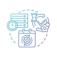 Up to date information blue gradient concept icon. Current data processing. Benefit of RAG AI technology. Round shape line illustration. Abstract idea. Graphic design. Easy to use in article vector