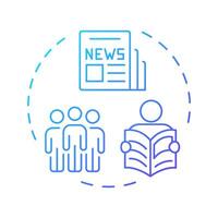 Print audience blue gradient concept icon. Assessing readership for newspapers and magazines. Marketing data. Round shape line illustration. Abstract idea. Graphic design. Easy to use in presentation vector