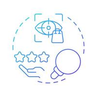 Analyze current customers blue gradient concept icon. Work with actual base. Audience behavior research step. Round shape line illustration. Abstract idea. Graphic design. Easy to use in presentation vector